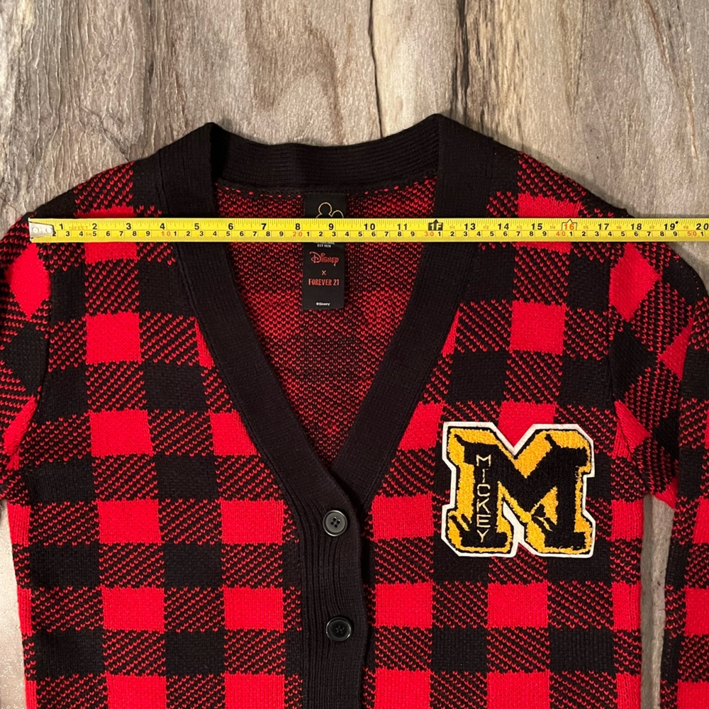 Disney x Forever 21 Mickey Mouse Checkered Cardigan Sweater - Picture 13 of 16